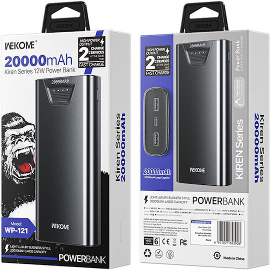 WK WP-121 Power Bank 20000mAh with 2 USB-A Ports Black vue 4
