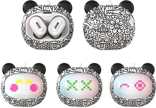 T-Phox TWS Artist Face Changing In-ear Bluetooth Handsfree Earphones with Charging Case White view 2