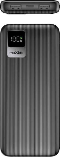 Maxlife MXPB-07 Power Bank 10000mAh with 2 USB-A Ports and USB-C Port Black view 3