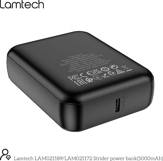 Lamtech LAM021172 Power Bank 5000mAh with USB-A Port Black view 3