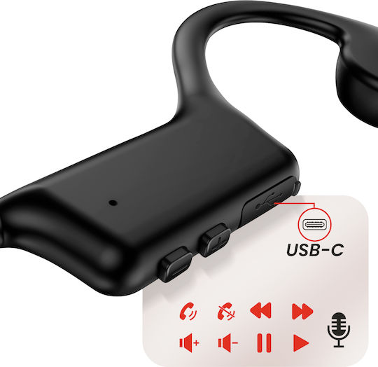 Swissten Gym Open Ear Bluetooth Handsfree Earphones with Sweat Resistance Black view 3