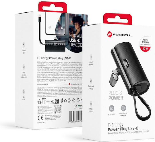 Forcell F-Energy Power Plug F5K3 Type C 5000mAh 20W Power Delivery Black