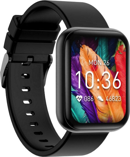 Idealstore Prosmart Smartwatch Body Temperature Monitoring Heart Rate Oxygen Sports Modes Ip68 Waterproof Full Touch Screen Black