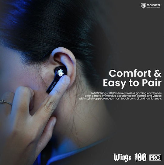 Sades Wings 100 Pro In-ear Bluetooth Handsfree Earphones with Charging Case Black vue 3