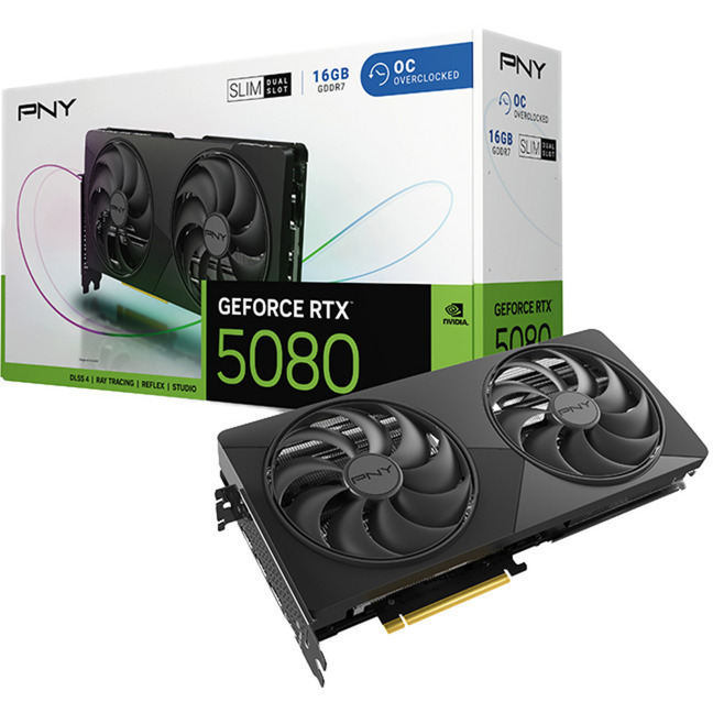 NVidia GeForce RTX 5080 16GB GDDR7 Dual Slim OC Graphics Card VCG508016DFSXPB1-O view 2