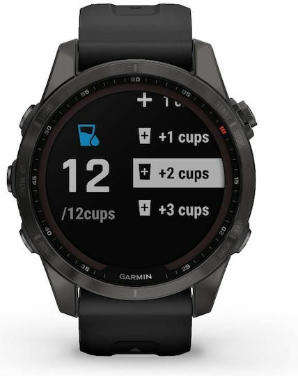 Garmin Fenix 7S Sapphire Solar Titanium 42mm Waterproof Smartwatch with Heart Rate Monitor (Carbon Grey DLC Titanium with Black Band) view 5