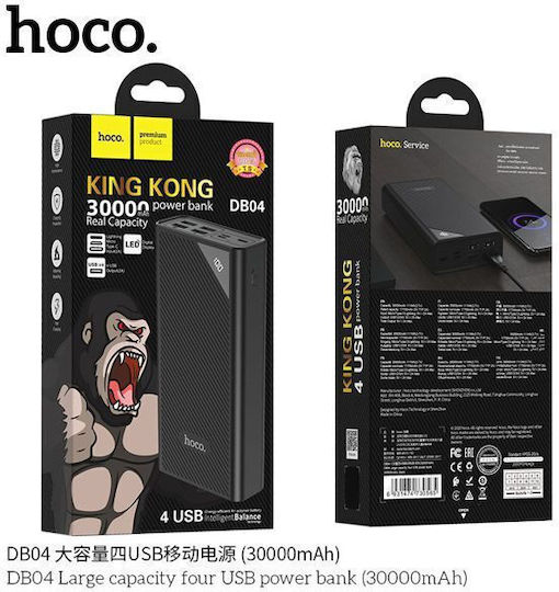Hoco DB04 Power Bank 30000mAh with 4 USB-A Ports and 3 USB-C Ports Black vue 4