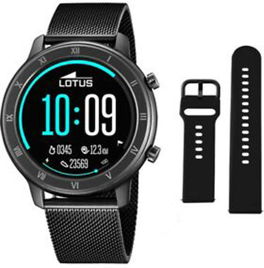 Lotus Watches 50039/1 Stainless Steel 44mm Smartwatch with Heart Rate Monitor (Black) view 2