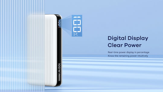 Remax RPP-508 Baonen Power Bank 20000mAh 100W with 2 USB-A Ports and USB-C Port Power Delivery White view 2