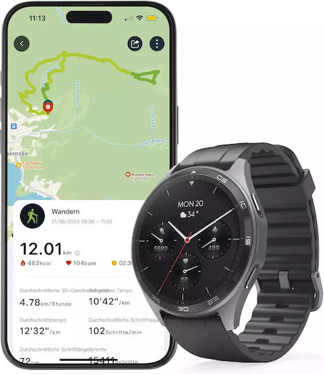 HAMA 7010 46mm Waterproof Smartwatch with Heart Rate Monitor (Black) view 7