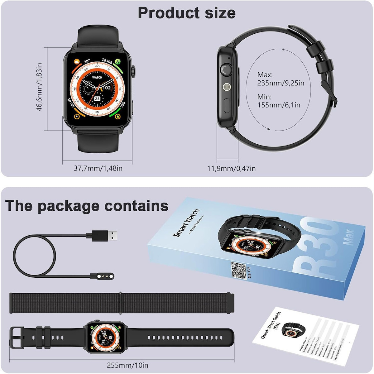 IOWODO R30 Pro Smartwatch with Heart Rate Monitor (Black) view 7