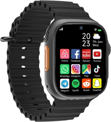 Gs37 1.95 Inch Screen Smart Phone Watch 1gb+16gb Android 9.0 Spreadtrum Sl8541e Network 4g Single Nano Sim Front & Rear Camera Black view 1