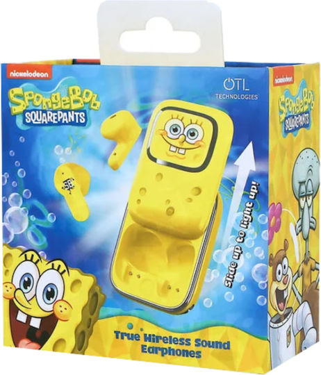 OTL Spongebob Earbud Bluetooth Handsfree Earphones with Charging Case Yellow view 1