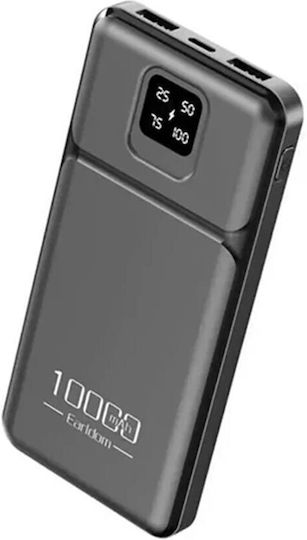 Earldom ET-PB64 Power Bank 10000mAh with 2 USB-A Ports and USB-C Port Black