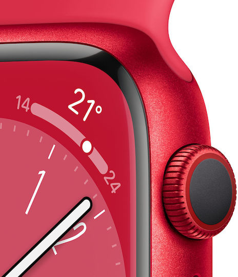 Apple Watch Series 8 Cellular Aluminium 45mm Waterproof with eSIM and Heart Rate Monitor ((PRODUCT)Red) view 3