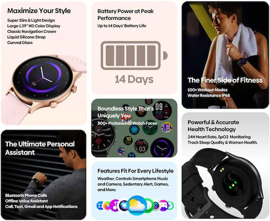 Zeblaze Btalk 2 Lite 45mm Smartwatch with Heart Rate Monitor (Black) view 3
