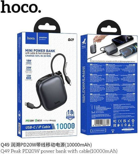 Hoco Q49 Power Bank 10000mAh with USB-C Port Gray view 3