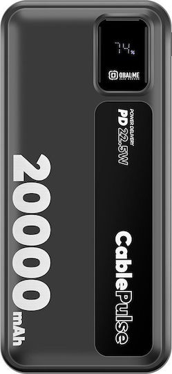 Obal:Me CablePulse Power Bank 20000mAh 22.5W with USB-A Port and USB-C Power Delivery Port Black view 2