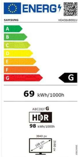 Samsung Smart Television 43" 4K UHD LED HG43BU800EUXEN HDR (2022) view 5