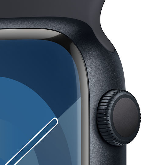 Apple Watch Series 9 Aluminium 45mm Waterproof with Heart Rate Monitor (Midnight with Midnight Sport Band (M/L)) view 3