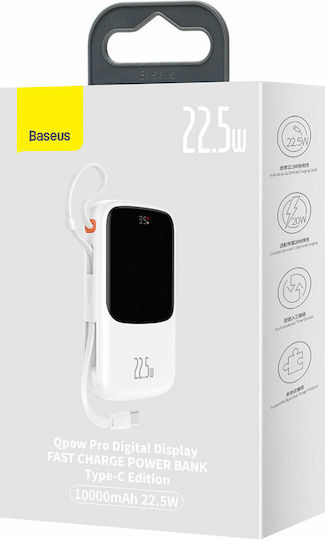 Baseus Qpow Power Bank 10000mAh 22.5W with USB-A Port and USB-C Port Power Delivery / Quick Charge 3.0 White view 5