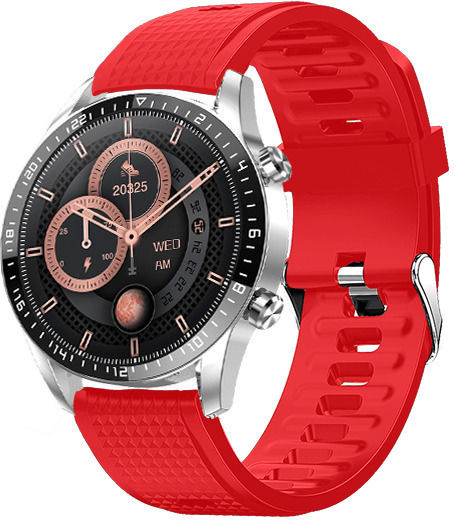 DAS.4 SL13 Smartwatch with Heart Rate Monitor (Silver / Red) view 1