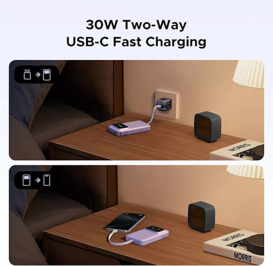 Ugreen Uno Power Bank 10000mAh 30W with USB-A Port and USB-C Port Power Delivery Purple view 5