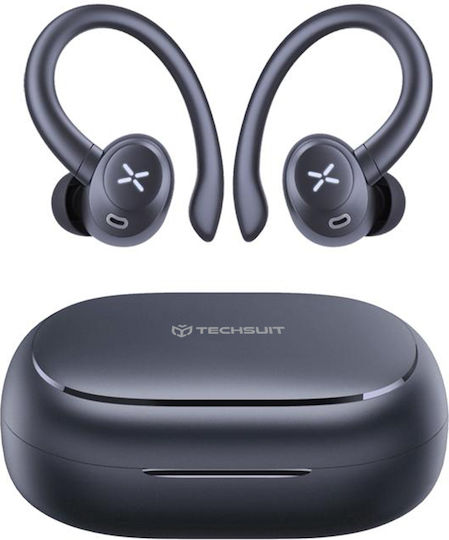 Techsuit AirTune 100 In-ear Bluetooth Handsfree Earphones with Sweat Resistance and Charging Case Black view 2