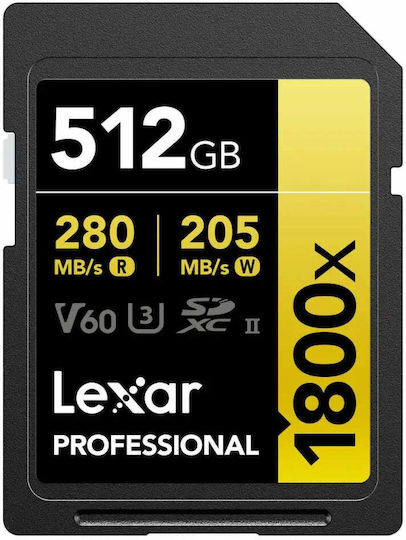 Lexar Professional 1800X SDXC 512GB Class 10 U3 UHS-II