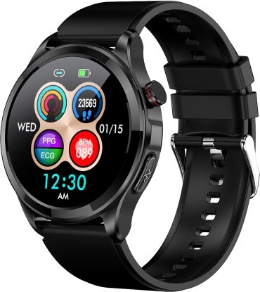Tk22 1.39 Inch Ip67 Waterproof Silicone Band Smart Watch Supports Ecg Non-invasive Blood Sugar Black