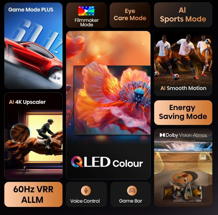 Hisense Smart Television 55" 4K UHD QLED E7Q HDR (2025) view 4