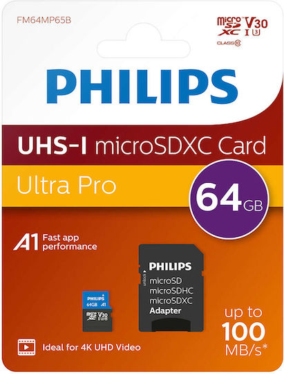 Philips Ultra Pro microSDXC 64GB U3 V30 UHS-I 100MB/s with Adapter view 3