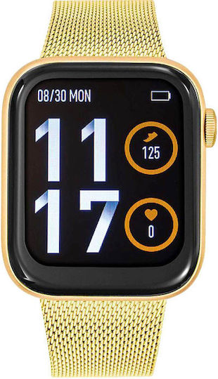 Tekday 656515 Stainless Steel 45mm Smartwatch with Heart Rate Monitor (Rose Gold / White) view 1
