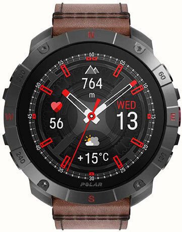 Polar Grit X2 Pro Titan Stainless Steel 49mm Waterproof Smartwatch with Heart Rate Monitor (M/L Brown Leather Strap) view 1