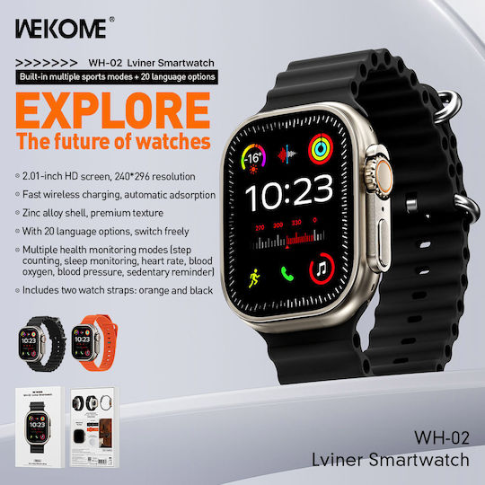 WK WH-02 Titanium Smartwatch with Heart Rate Monitor (Gold) vue 4