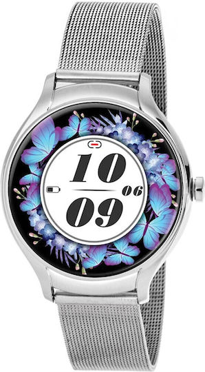 3Guys 3GW5133 Stainless Steel 40mm Smartwatch with Heart Rate Monitor (Silver) view 1