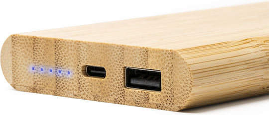 Bamboo Power Bank 6000mAh with USB-A Port Brown view 2