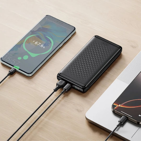 XO PB308 Power Bank 10000mAh 22.5W with USB-A Port and USB-C Port Quick Charge 3.0 Black view 4