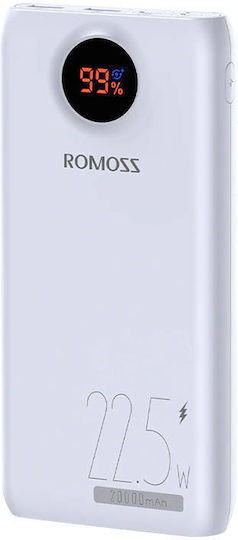 Romoss SW20PF Power Bank 20000mAh 22.5W with 2 USB-A Ports and USB-C Port Power Delivery White