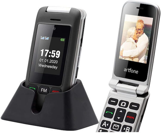 Artfone Artfone C10 Flip Dual SIM Mobile with Large Buttons Black view 2