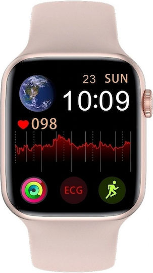 F8 Max Stainless Steel 45mm Smartwatch with Heart Rate Monitor (Pink) view 2
