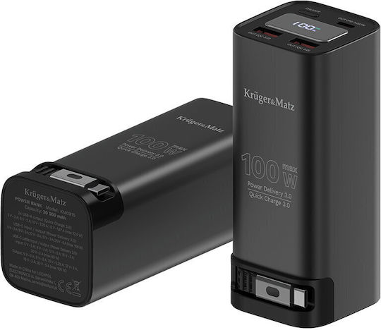 Kruger & Matz Power Bank 20000mAh 100W Black view 3