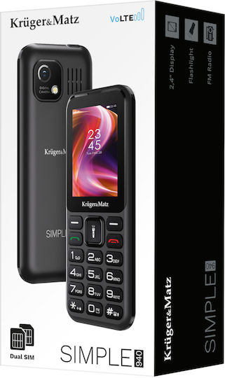Kruger & Matz Simple KM0940 4G GSM Dual SIM Mobile with Large Buttons (English) Black vista 5