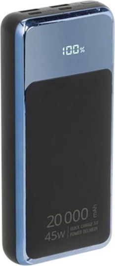 Rivacase VA1075 Power Bank 20000mAh 45W with 2 USB-A Ports and 2 USB-C Ports Power Delivery / Quick Charge 3.0 Black