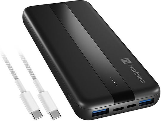 Natec Trevi Slim Q V2 Power Bank 10000mAh 18W with 2 USB-A Ports and 2 USB-C Ports Power Delivery Black view 2