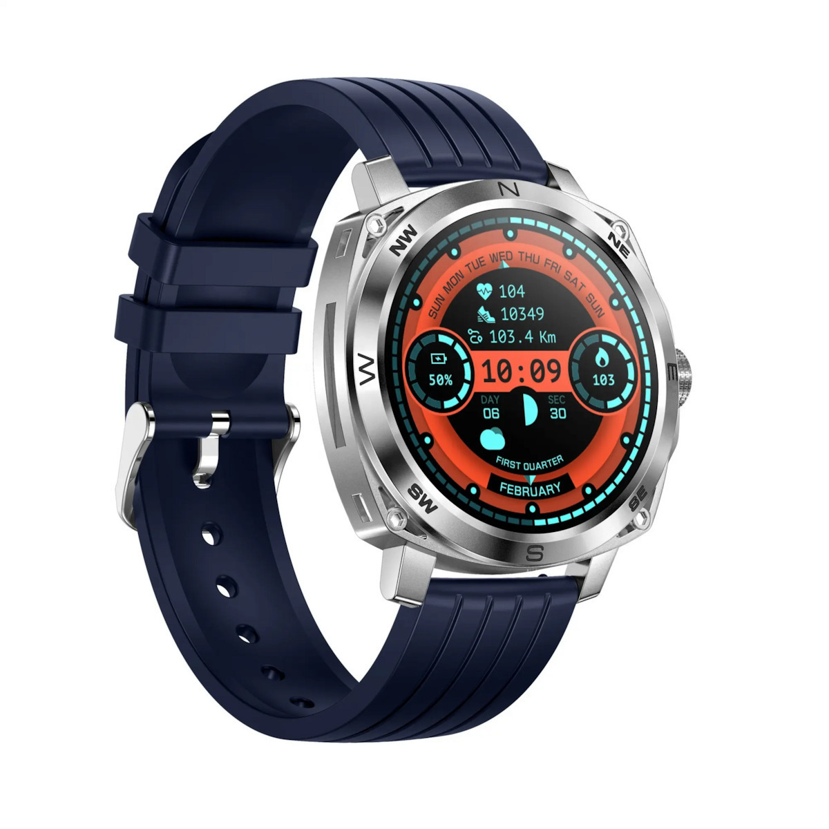 RisenFiT Aluminium Smartwatch with Heart Rate Monitor (Silver) view 3