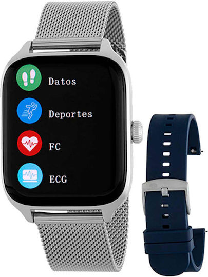 Marea B58011 Stainless Steel Smartwatch with Heart Rate Monitor (Silver) view 1