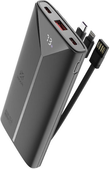 Woox MX0131 Power Bank 10000mAh 22.5W with USB-A Port and 2 USB-C Power Delivery Ports Black