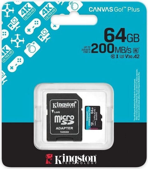 Kingston Canvas Go Plus microSDXC 64GB U3 V30 A2 UHS-I 200MB/s with Adapter vista 3