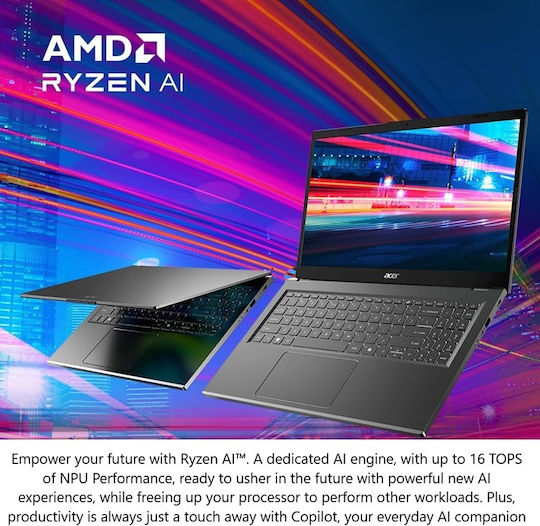 Acer Aspire 15 AI Ready A15-61M-R8B0 15.6" FHD (Ryzen 7-8840HS/16GB/1.0TB SSD/No OS) (US Keyboard) vue 6